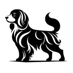 Elegant Black and White Dog Silhouette Illustration