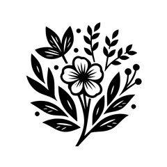 Elegant Black and White Floral Illustration for Designs
