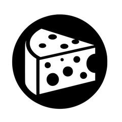 Black & White Cheese Icon in a Circle: Minimalist Food Illustration