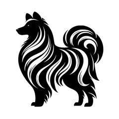 Stylized Black and White Dog Silhouette, Modern Vector Design