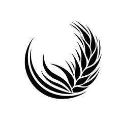 Abstract Black & White Feather/Leaf Design on White Background