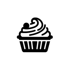 Minimalist Cupcake Icon: Black & White Design