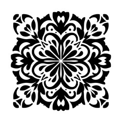 Elegant Black & White Floral Mandala Design on White Background