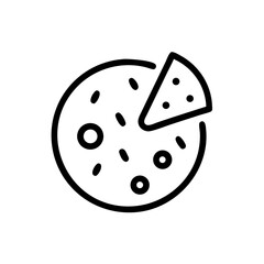 Classic Pizza Slice Drawing, Vector Outline Illustration.
