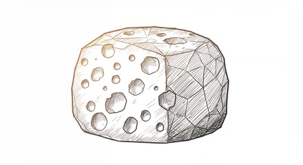 Hand drawn illustration of a block of cheese