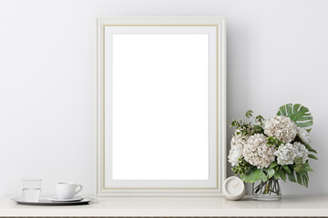 white frame mockup and white frame, 3d render