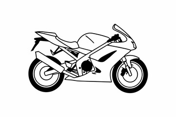 Obraz premium Sportbike Motorcycle Line Art Illustration Black and White