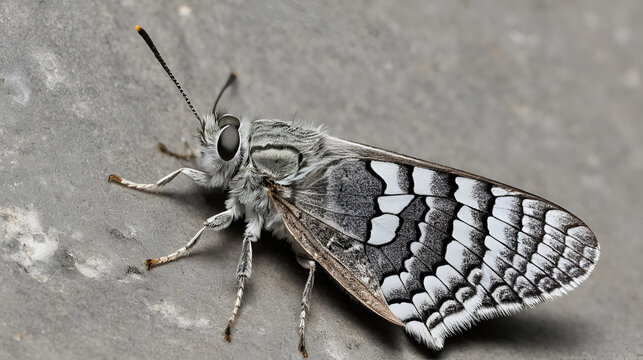details of a gray moth with dead rose Agrius convolvuli
