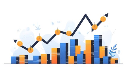 Dynamic Graph with Rising Trend Displaying Growth and Success in Business