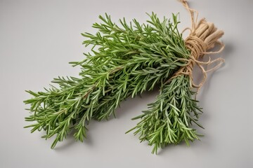 A fragrant bundle of rosemary tied with twine, isolated on white , isolated, stock photo, flavor