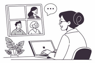 Woman Participating in a Video Conference Call with Colleagues