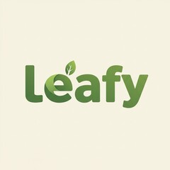 Modern logo design featuring the word "leafy" in bold, rounded, lowercase soft green sans-serif letters. The letter 'a' is replaced by a stylized simple green leaf illustration with a central vein 