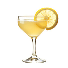 Glass of Lemony Cocktail Isolated on Transparent Background