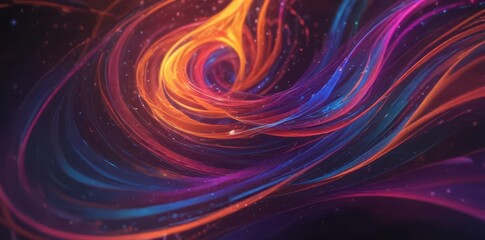 Abstract swirling light patterns, vibrant colors, fluid motion, illustration, palette, fluid