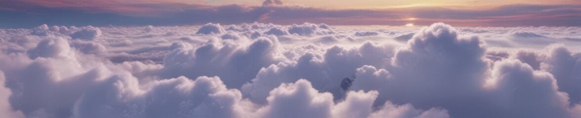 Obraz premium A fluffy white bed floats serenely on a sea of clouds , tranquil, heavenly, dreamy
