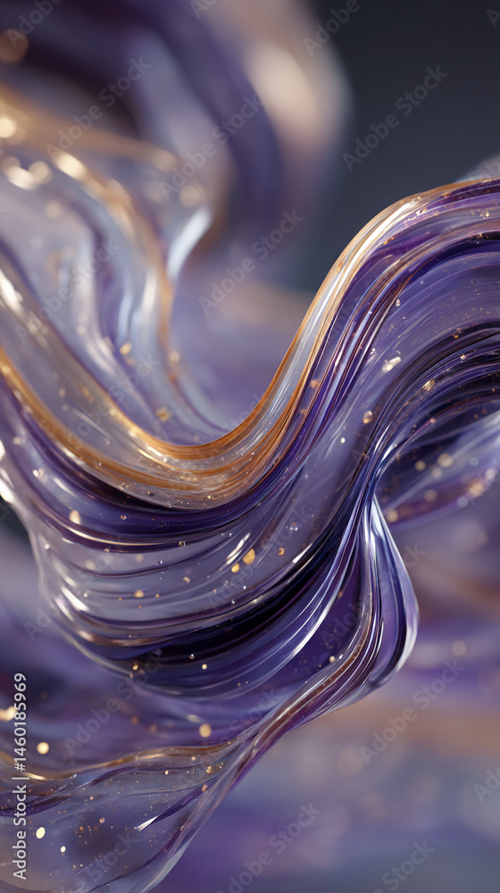 Aufkleber Abstract image of flowing purple and gold liquid, creating a dynamic and luxurious visual.  Represents elegance, fluidity, and sophistication, ideal for design or branding