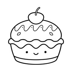 cupcake cartoon illustration line art