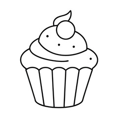 cupcake cartoon illustration line art