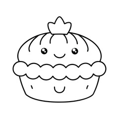 cupcake cartoon illustration line art