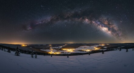 Fototapeta premium Milky Way over winter ski resort