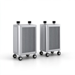 Fototapeta premium Sleek modern coolant tanks on wheels for industrial use and mobility