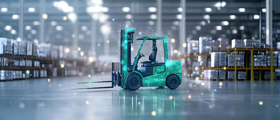 Fototapeta premium Digital Forklift In Warehouse