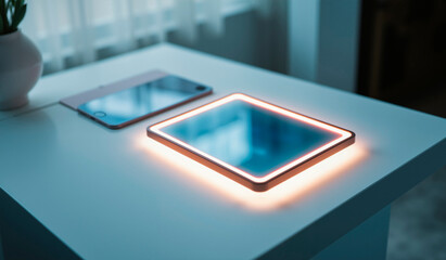 Glossy Obsidian Wireless Charging Panels – Modern Minimalism & Tranquil Light