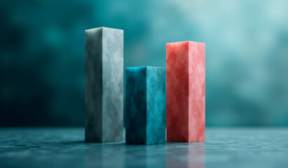 Muted Teal Slate Gray and Dusty Rose Geometric Histogram Depth Composition