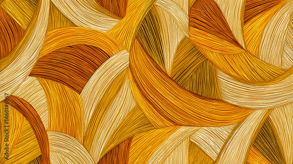 Poster Abstract gold and beige textured pattern, swirling lines create a dynamic visual effect, showcasing elegance and sophistication suitable for various design applications