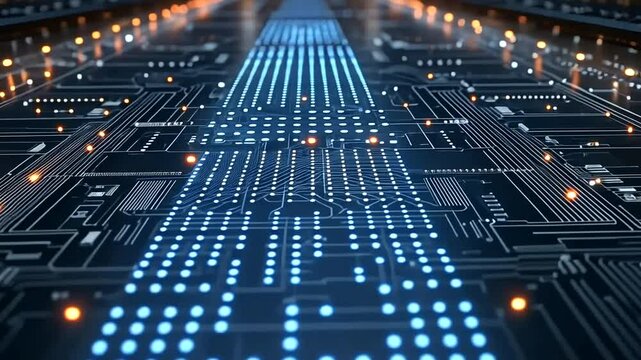 Computerized circuitry with glowing nodes