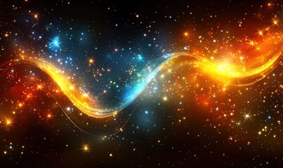 Two luminous, swirling cosmic streams intertwine amidst a backdrop of countless stars in a dark universe