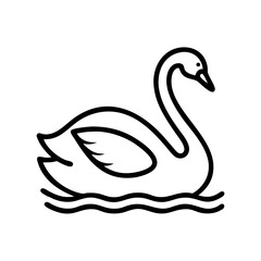 Elegant Swan Swimming in Calm Waters, icon, vector  
