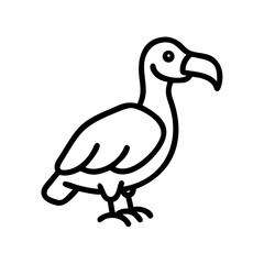 Fototapeta premium Cute cartoon vulture standing in a simple line art design, icon, vector 