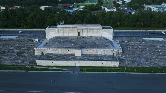 Aerial view of the Zeppelinfeld in Nuremberg, Germany.