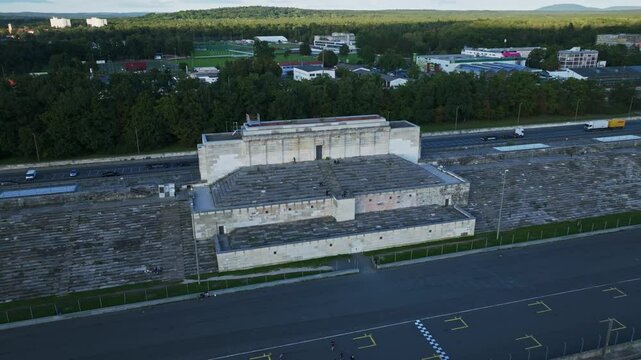 Aerial view of the Zeppelinfeld in Nuremberg, Germany.