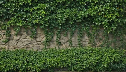 Abundant ivy foliage, dense green leaves, natural wall backdrop, vibrant textured surface,  vibrant,  natural, ivy