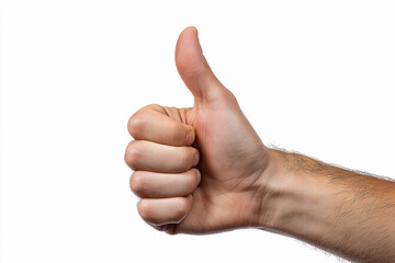 Hand making a thumbs up gesture against a plain background to show approval or agreement in social situations
