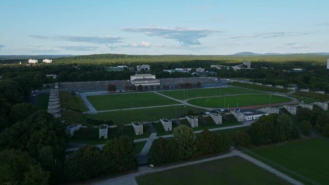 Aerial view of the Zeppelinfeld in Nuremberg, Germany.