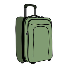 Luggage travel. Carry-on travel bag, wheeled suitcase, and packing baggage for tourism, trolley bag for travel essentials