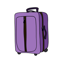 Luggage travel. Carry-on travel bag, wheeled suitcase, and packing baggage for tourism, trolley bag for travel essentials