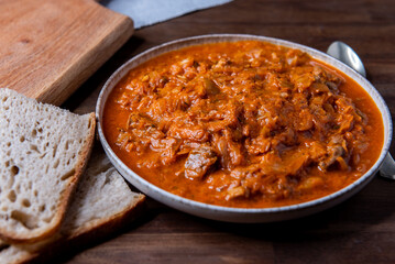 Traditional Hungarian Cabbage stew a la Szekely or Szekely goulash