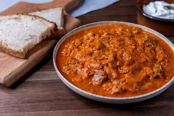 Traditional Hungarian Cabbage stew a la Szekely or Szekely goulash