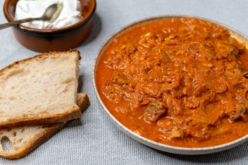 Traditional Hungarian Cabbage stew a la Szekely or Szekely goulash