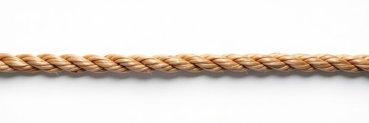 A neatly coiled length of light brown twisted rope, isolated on a pure white background , vintage, material