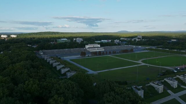 Aerial view of the Zeppelinfeld in Nuremberg, Germany.