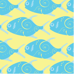 Obraz premium Colorful Decorative Fish Seamless Pattern
