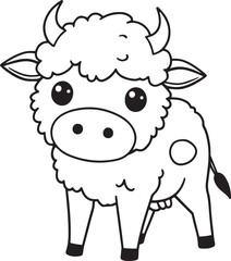 Cute Cartoon Cow Vector, Minimalist Farm Animal Illustration