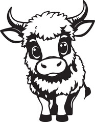Cute Cartoon Cow Vector, Minimalist Farm Animal Illustration