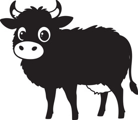 Cute Cartoon Cow Vector, Minimalist Farm Animal Illustration