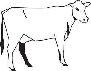 Realistic Cow Outline and Silhouette – Farm Livestock Vector Art